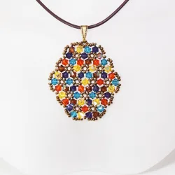 Pendant 40cm - Xochitl Oval-Chocolate Leather - Pendant 40cm - Laiton bronze